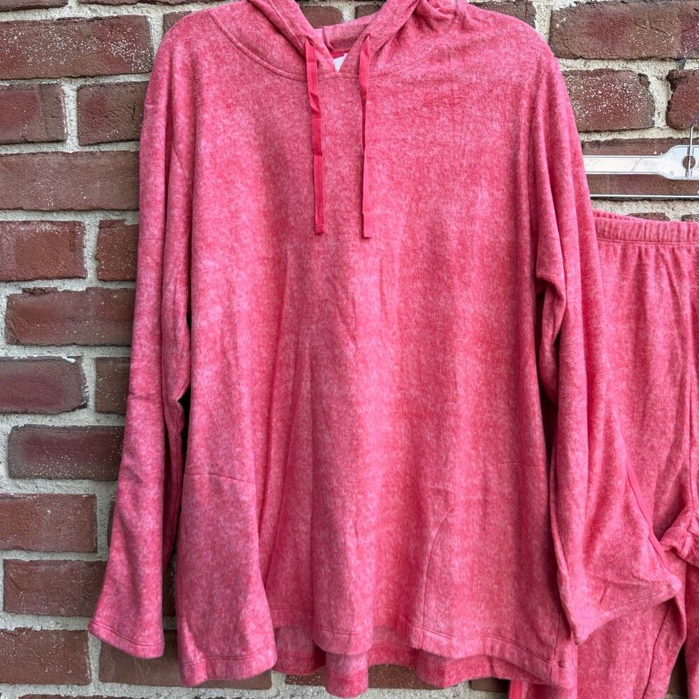 Stan Herman Coral Plush Hoodie Lounge Set Womens 1X Cozy Soft New - Picture 2 of 10